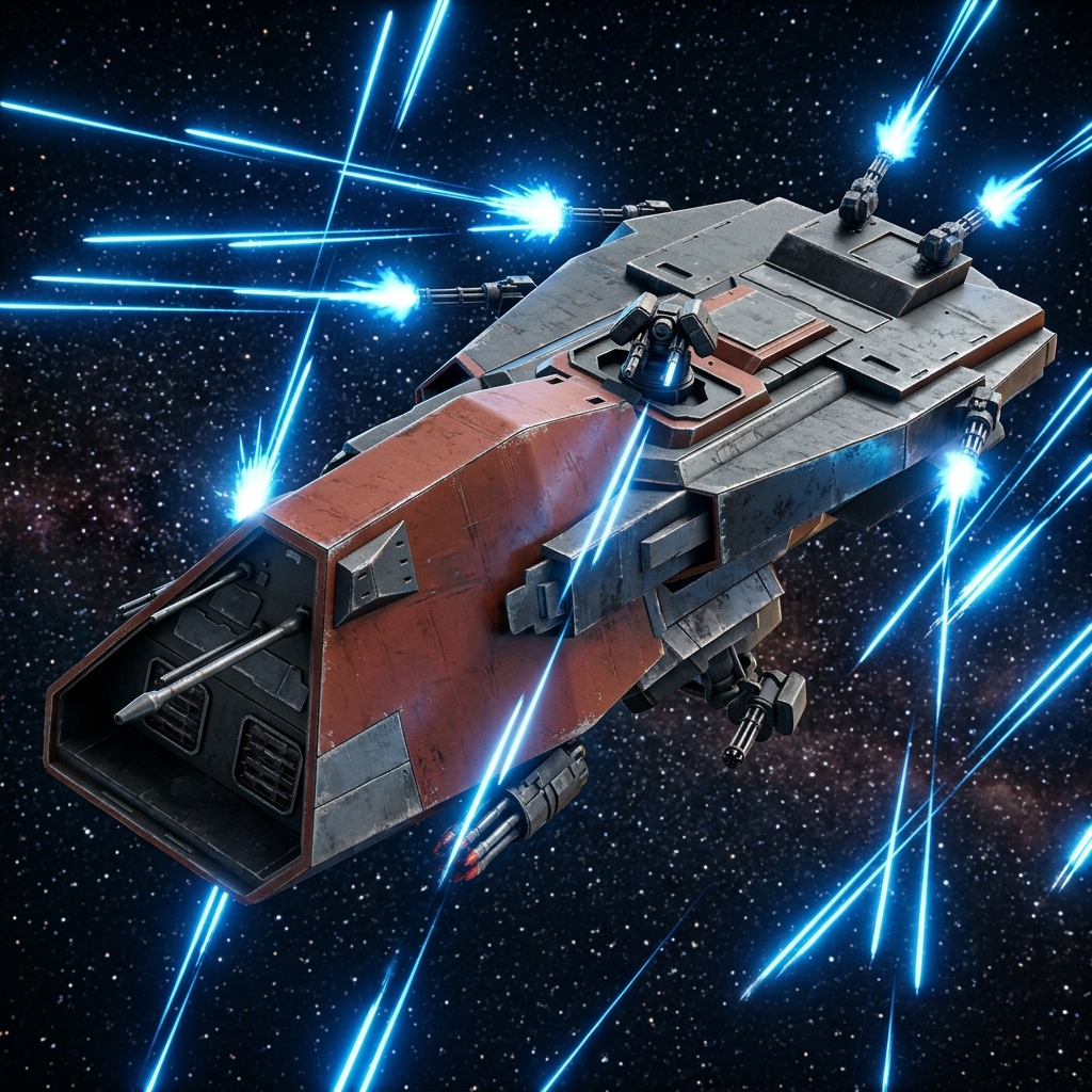 MCRN-08 Hellya Tanto Gunship firing PDCs